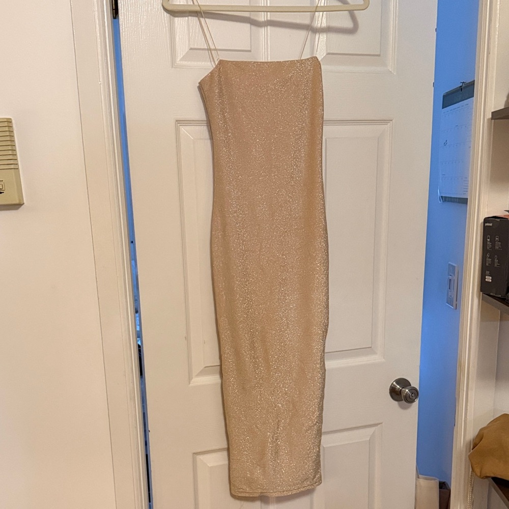 Meshki Sleeveless Shimmery Nude Bodycon Dress